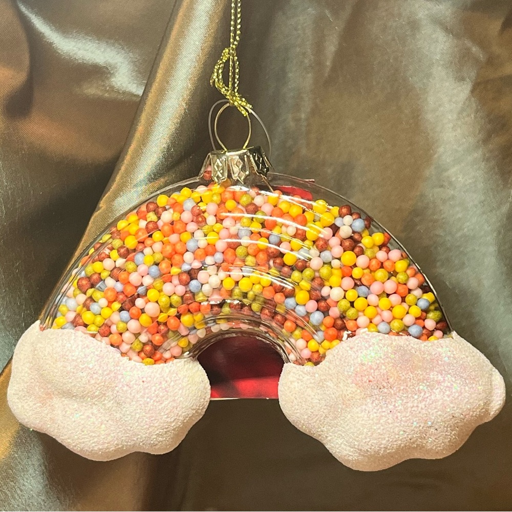 Christmas Ornament Colorful Rainbow with Beads Glass Festive Holiday Decoration